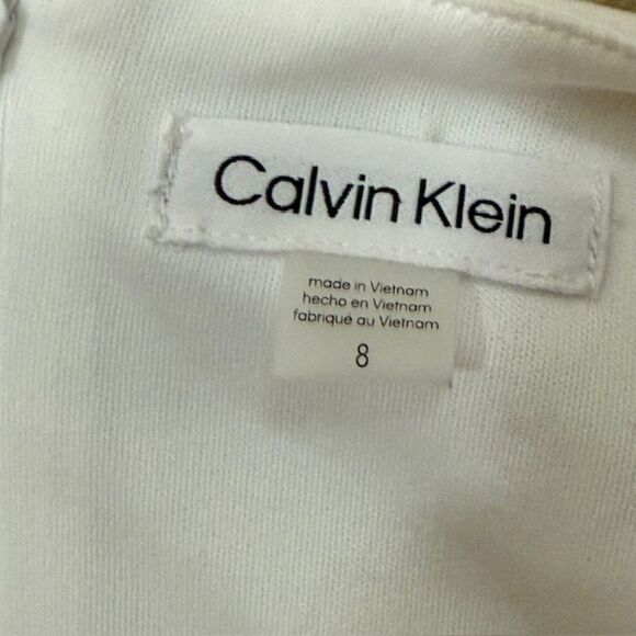 Calvin Klein NWT White Puff Sleeve Button Midi Dress Size 8 Romantic Coquette - Picture 7 of 9